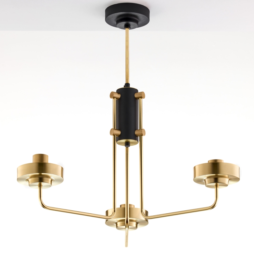 Jupiter 2087 - Kroonluchter met stang RAMIREZ 3xE27/15W/230V goud/zwart