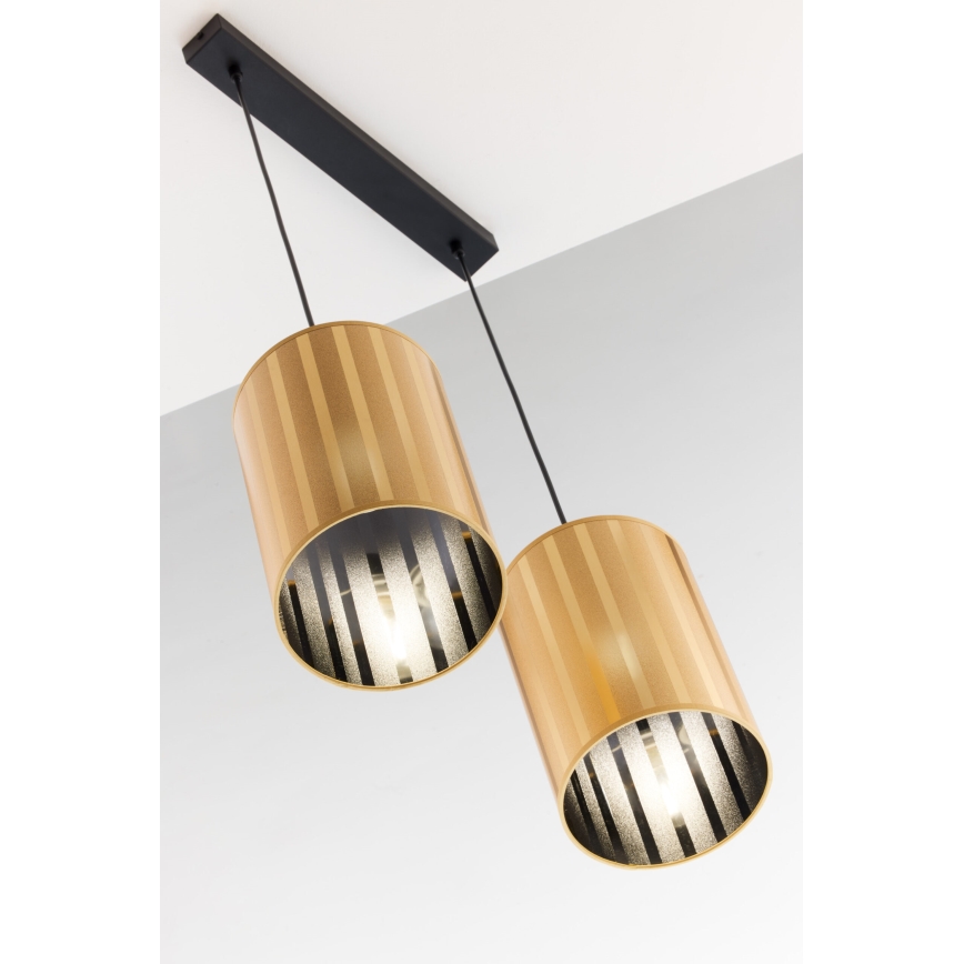 Jupiter 2091 - Hanglamp aan kabel CORTINA 2xE27/15W/230V goud/zwart