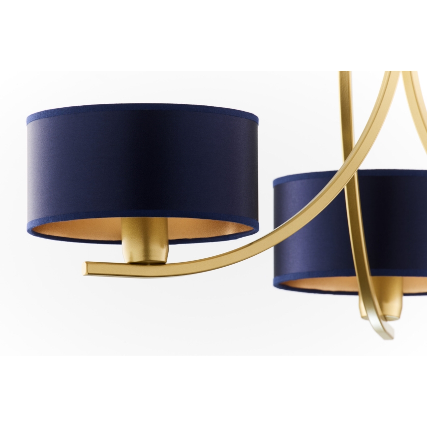 Jupiter 2093 - Kroonluchter met ketting ARTHUR 3xE27/15W/230V blauw/goud