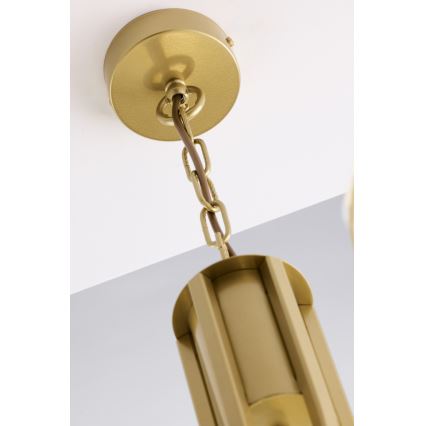 Jupiter 2093 - Kroonluchter met ketting ARTHUR 3xE27/15W/230V blauw/goud