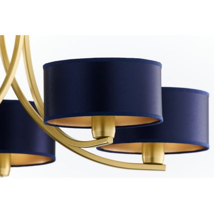 Jupiter 2094 - Kroonluchter met ketting ARTHUR 5xE27/15W/230V blauw/goud