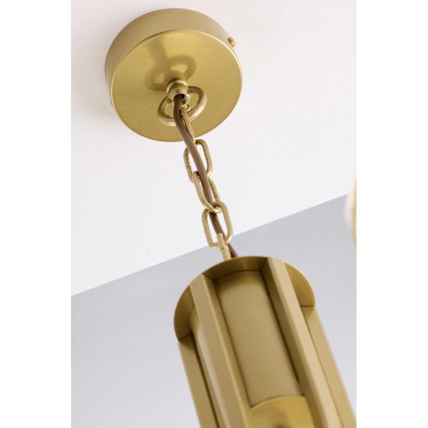 Jupiter 2094 - Kroonluchter met ketting ARTHUR 5xE27/15W/230V blauw/goud