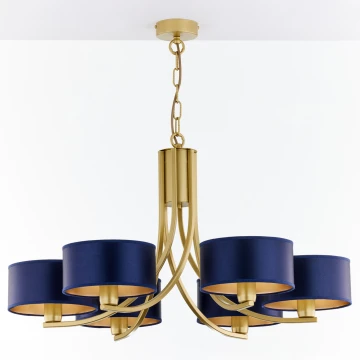 Jupiter 2095 - Kroonluchter aan ketting ARTHUR 6xE27/15W/230V blauw/goud