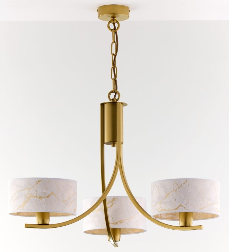 Jupiter 2096 - Kroonluchter met ketting ARTHUR 3xE27/15W/230V wit/goud/marmerdecor