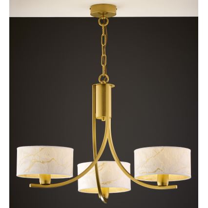 Jupiter 2096 - Kroonluchter met ketting ARTHUR 3xE27/15W/230V wit/goud/marmerdecor