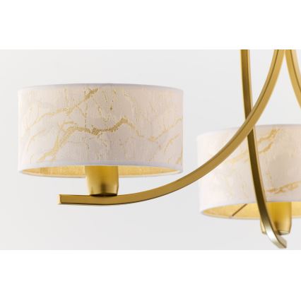 Jupiter 2096 - Kroonluchter met ketting ARTHUR 3xE27/15W/230V wit/goud/marmerdecor