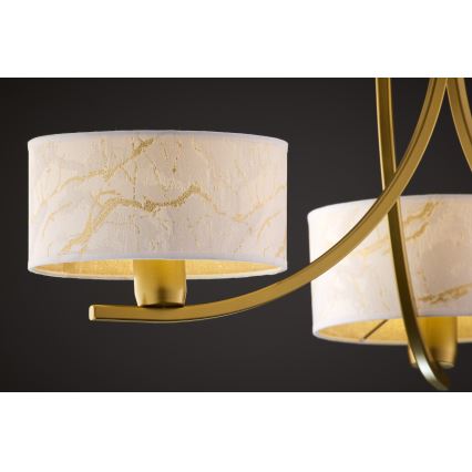 Jupiter 2096 - Kroonluchter met ketting ARTHUR 3xE27/15W/230V wit/goud/marmerdecor