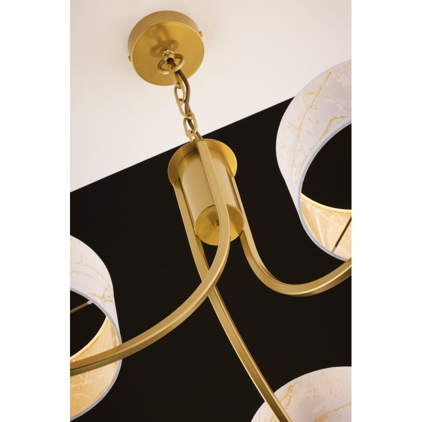 Jupiter 2096 - Kroonluchter met ketting ARTHUR 3xE27/15W/230V wit/goud/marmerdecor