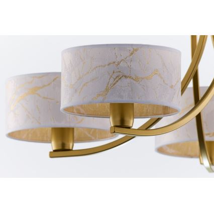 Jupiter 2097 - Kroonluchter met ketting ARTHUR 5xE27/15W/230V wit/goud/marmerdecor