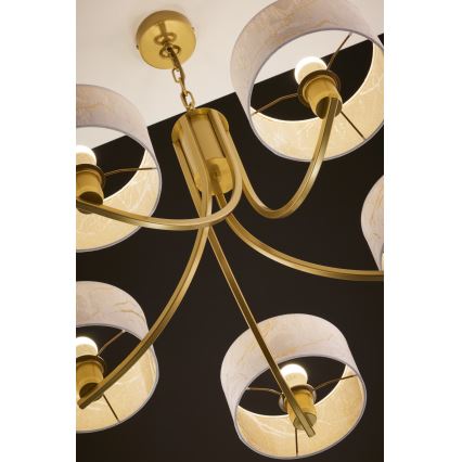 Jupiter 2097 - Kroonluchter met ketting ARTHUR 5xE27/15W/230V wit/goud/marmerdecor