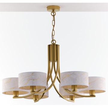 Jupiter 2098 - Hangkroonluchter met ketting ARTHUR 6xE27/15W/230V wit/goud/marmerdecor