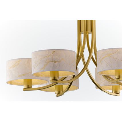 Jupiter 2098 - Hangkroonluchter met ketting ARTHUR 6xE27/15W/230V wit/goud/marmerdecor