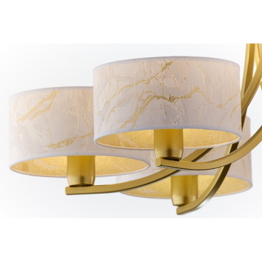 Jupiter 2098 - Hangkroonluchter met ketting ARTHUR 6xE27/15W/230V wit/goud/marmerdecor