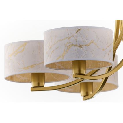 Jupiter 2098 - Hangkroonluchter met ketting ARTHUR 6xE27/15W/230V wit/goud/marmerdecor