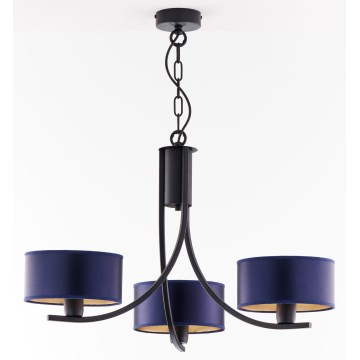 Jupiter 2099 - Kroonluchter aan ketting ARTHUR 3xE27/15W/230V blauw/zwart
