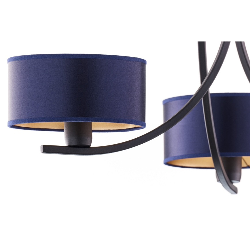 Jupiter 2099 - Kroonluchter aan ketting ARTHUR 3xE27/15W/230V blauw/zwart