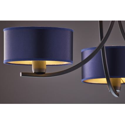 Jupiter 2099 - Kroonluchter aan ketting ARTHUR 3xE27/15W/230V blauw/zwart