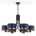 Jupiter 2102 - Kroonluchter met ketting ARTHUR 6xE27/15W/230V blauw/zwart