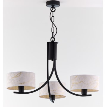 Jupiter 2103 - Kroonluchter aan ketting ARTHUR 3xE27/15W/230V wit/zwart/marmerdecor