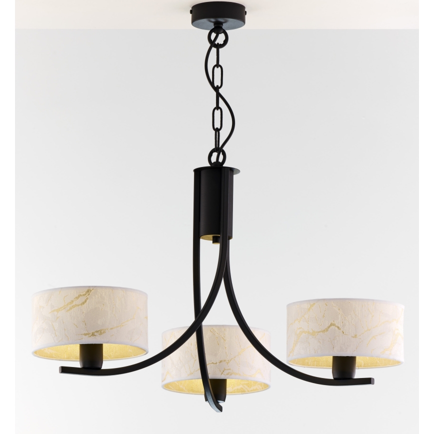Jupiter 2103 - Kroonluchter aan ketting ARTHUR 3xE27/15W/230V wit/zwart/marmerdecor