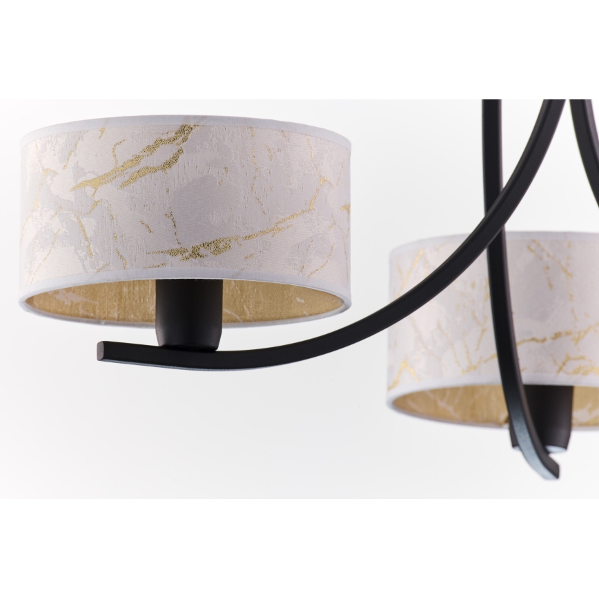 Jupiter 2103 - Kroonluchter aan ketting ARTHUR 3xE27/15W/230V wit/zwart/marmerdecor