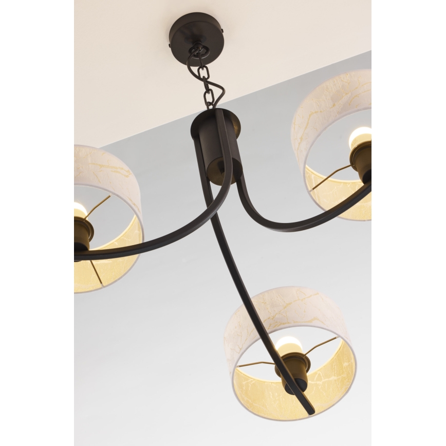 Jupiter 2103 - Kroonluchter aan ketting ARTHUR 3xE27/15W/230V wit/zwart/marmerdecor