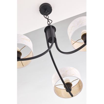 Jupiter 2103 - Kroonluchter aan ketting ARTHUR 3xE27/15W/230V wit/zwart/marmerdecor