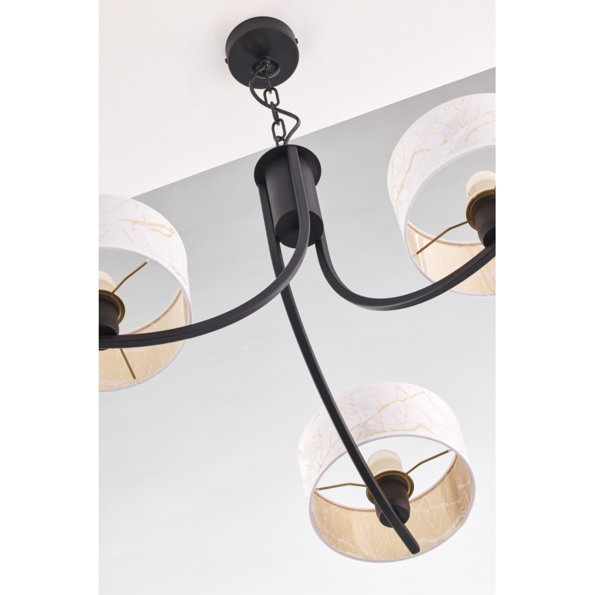 Jupiter 2103 - Kroonluchter aan ketting ARTHUR 3xE27/15W/230V wit/zwart/marmerdecor
