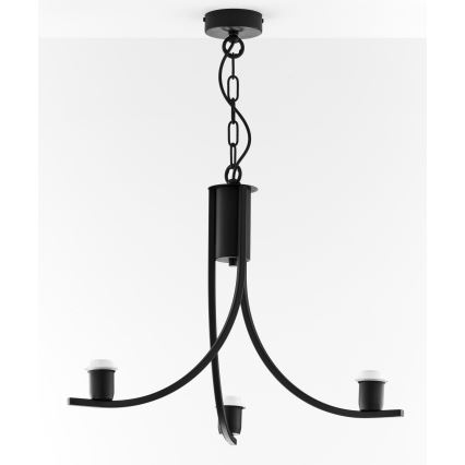 Jupiter 2103 - Kroonluchter aan ketting ARTHUR 3xE27/15W/230V wit/zwart/marmerdecor