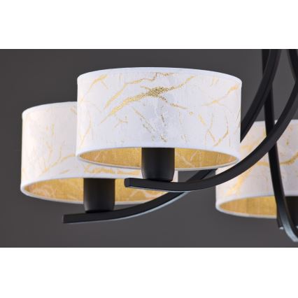 Jupiter 2104 - Kroonluchter met ketting ARTHUR 5xE27/15W/230V wit/zwart/marmerdecor