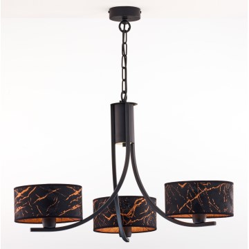 Jupiter 2106 - Kroonluchter aan ketting ARTHUR 3xE27/15W/230V zwart/oranje/marmerdecor