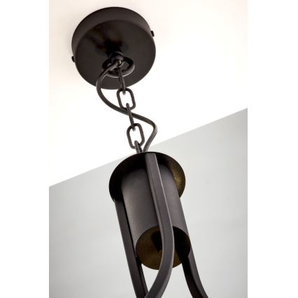 Jupiter 2106 - Kroonluchter aan ketting ARTHUR 3xE27/15W/230V zwart/oranje/marmerdecor