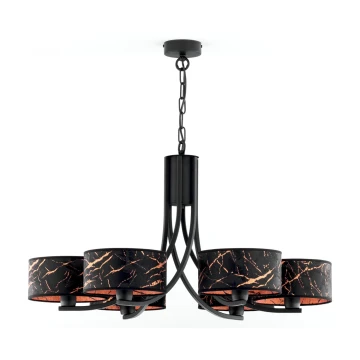 Jupiter 2108 - Kroonluchter aan ketting ARTHUR 6xE27/15W/230V zwart/oranje/marmerdecor