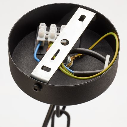 Jupiter 2108 - Kroonluchter aan ketting ARTHUR 6xE27/15W/230V zwart/oranje/marmerdecor