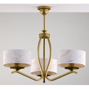 Jupiter 2109 - Stijlvolle kroonluchter aan stang KASZMIR 3xE27/15W/230V wit/goudkleurig/marmerdecor