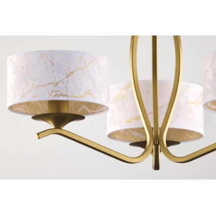 Jupiter 2109 - Stijlvolle kroonluchter aan stang KASZMIR 3xE27/15W/230V wit/goudkleurig/marmerdecor