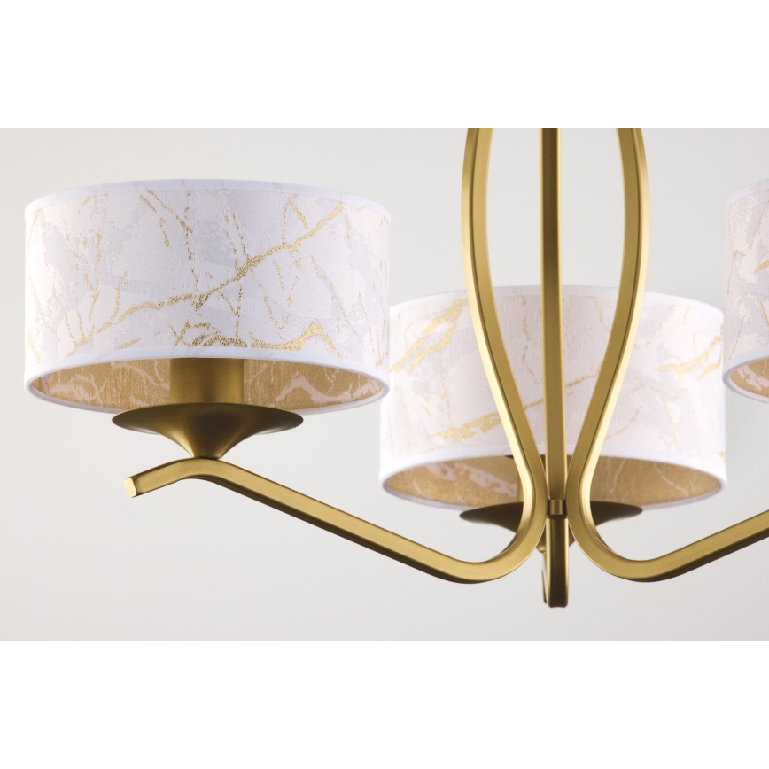 Jupiter 2109 - Stijlvolle kroonluchter aan stang KASZMIR 3xE27/15W/230V wit/goudkleurig/marmerdecor