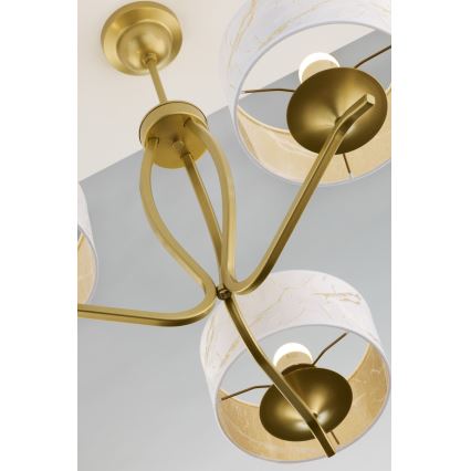 Jupiter 2109 - Stijlvolle kroonluchter aan stang KASZMIR 3xE27/15W/230V wit/goudkleurig/marmerdecor