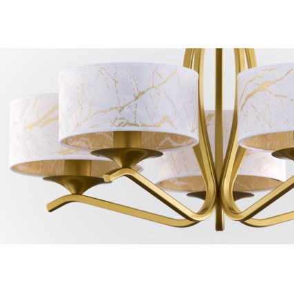 Jupiter 2110 - Hanglamp met staaf KASZMIR 5xE27/15W/230V wit/goud/marmerdecor