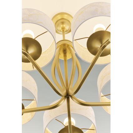 Jupiter 2110 - Hanglamp met staaf KASZMIR 5xE27/15W/230V wit/goud/marmerdecor