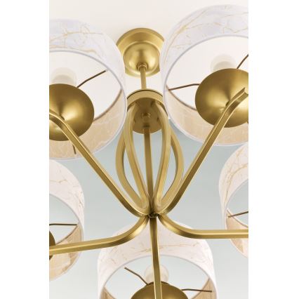 Jupiter 2110 - Hanglamp met staaf KASZMIR 5xE27/15W/230V wit/goud/marmerdecor