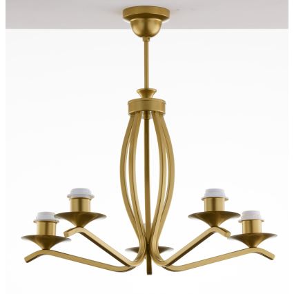 Jupiter 2110 - Hanglamp met staaf KASZMIR 5xE27/15W/230V wit/goud/marmerdecor