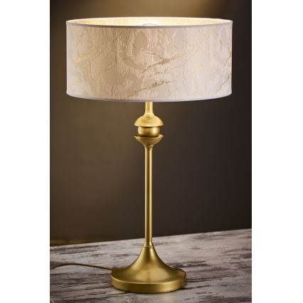 Jupiter 2112 - Tafellamp KASZMIR 1xE27/15W/230V wit/goud/marmerdecor