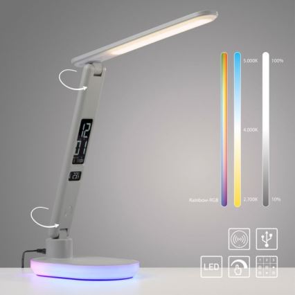 JUST LIGHT. 11018-16 - LED RGBW Dimbare touch tafellamp met draadloos opladen TINA LED/4W/230V wit