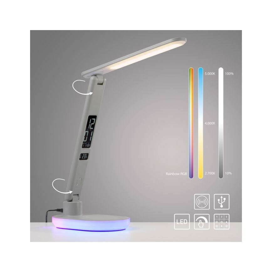 JUST LIGHT. 11018-16 - LED RGBW Dimbare touch tafellamp met draadloos opladen TINA LED/4W/230V wit