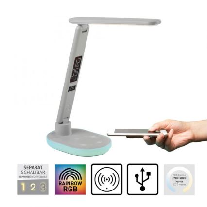 JUST LIGHT. 11018-16 - LED RGBW Dimbare touch tafellamp met draadloos opladen TINA LED/4W/230V wit