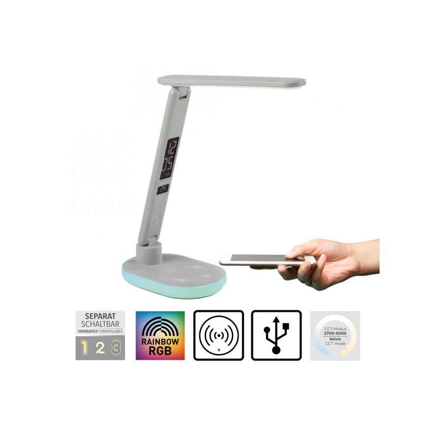 JUST LIGHT. 11018-16 - LED RGBW Dimbare touch tafellamp met draadloos opladen TINA LED/4W/230V wit