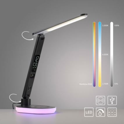 JUST LIGHT. 11018-18 - LED RGBW LED Dimbare touch tafellamp met draadloos opladen TINA LED/4W/230V