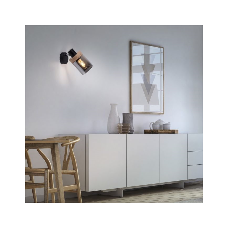 JUST LIGHT. 11311-18 - Wandspot PASQUAL 1xE27/40W/230V zwart/rubberen boom