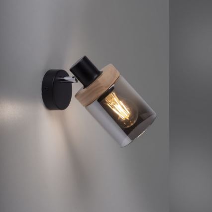 JUST LIGHT. 11311-18 - Wandspot PASQUAL 1xE27/40W/230V zwart/rubberen boom